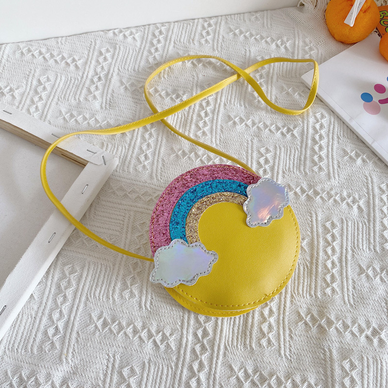 Monsisy Neue Mädchen Regenbogen Tasche Für Baby Geldbörse und Handtasche freundlicher Brieftasche Kind Umhängetasche Niedlichen Mini Tasche glänzend kleine Tasche: Gelb