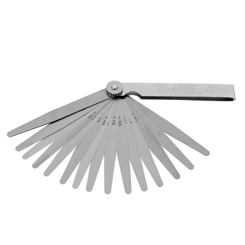 Medidor de huecos de 17 hojas, medidor de sensación de relleno de huecos métricos, herramienta de medición de espesor de 0,02-1mm, medidor de longitud de medición de regla de bolsillo