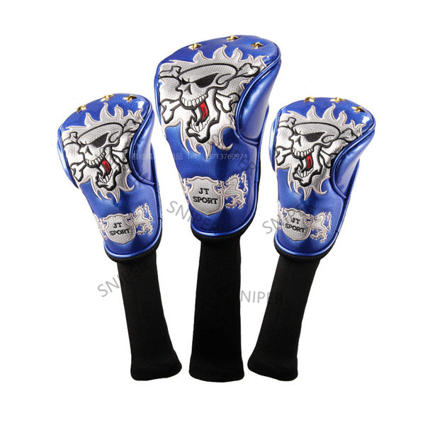 Pirate Thick PU Leather Golf UT Cover Headcover Golf Hybrid Headcover Utility Rescue Number Tag: 3pcs blue