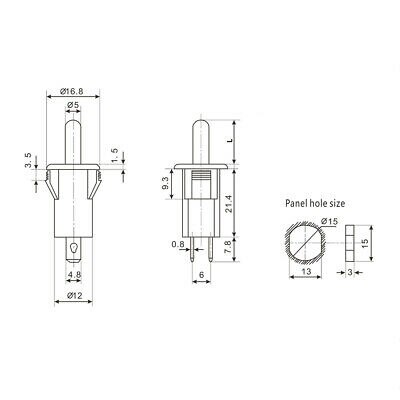 Koelkast Deur Lichtschakelaar 10mm Momentary Koelkast Schakelaar GEEN AC250V Zwart 2 stuks
