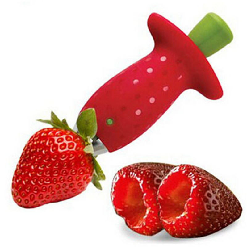 1PC Strawberry Huller Metalen Tomaat Stengels Metal + Plastic Fruit Blad Mes Stem Remover Gadget Aardbei Hullers Keuken Tool 5Z