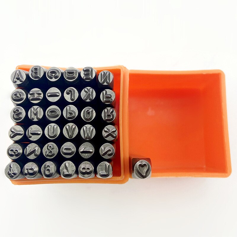 37 pçs 3mm números alfabetos perfurador ferramentas de aço letra número selos conjunto de metal endurecido couro artesanato selo ferramentas kit