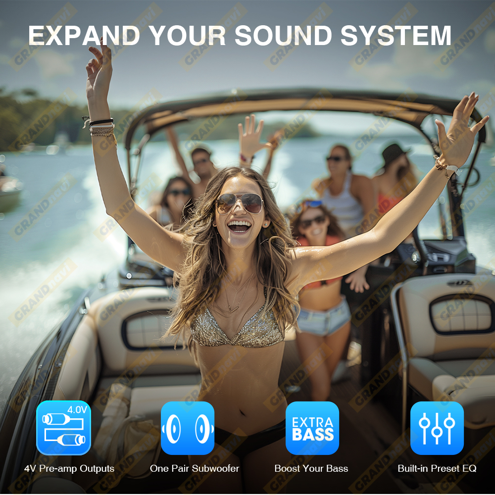 1Din Marine Stereo MP3 Receiver Bluetooth Boat Radio Digital LCD Display AM FM SD AUX Audio For Yacht Gauge ATV UTV RV Golf Cart