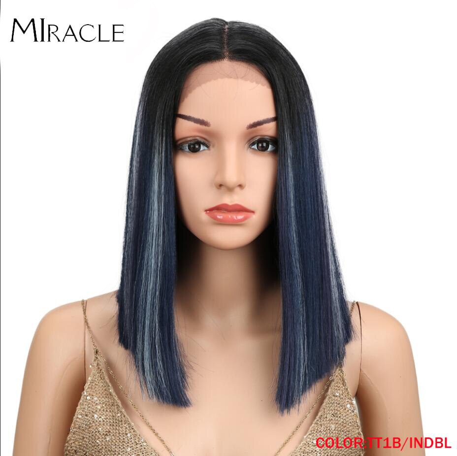 Bob Wig Synthetic Wig Short BOB 14 inches Synthetic Lace Wig Ombre Blonde Cosplay Wigs For Black Women Miracle Wig: TT1B-INDBL