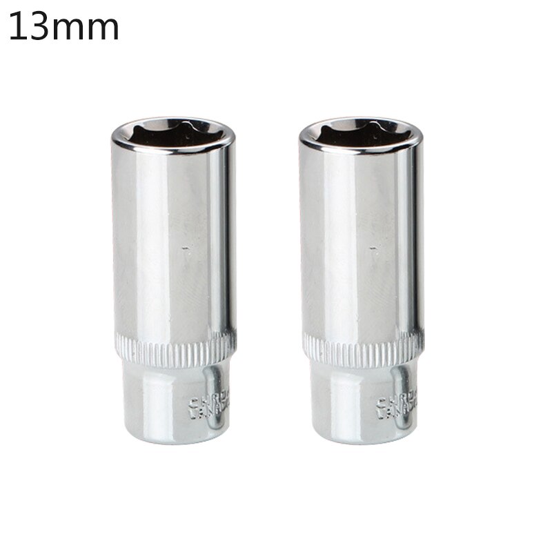 2pcs/set 1/4 Socket Set Adapter Long Sockets 7mm 8mm 10mm 13mm Deep Socket Tool Heads Torque Spanner Ratchet Socket Wrench: 13mm