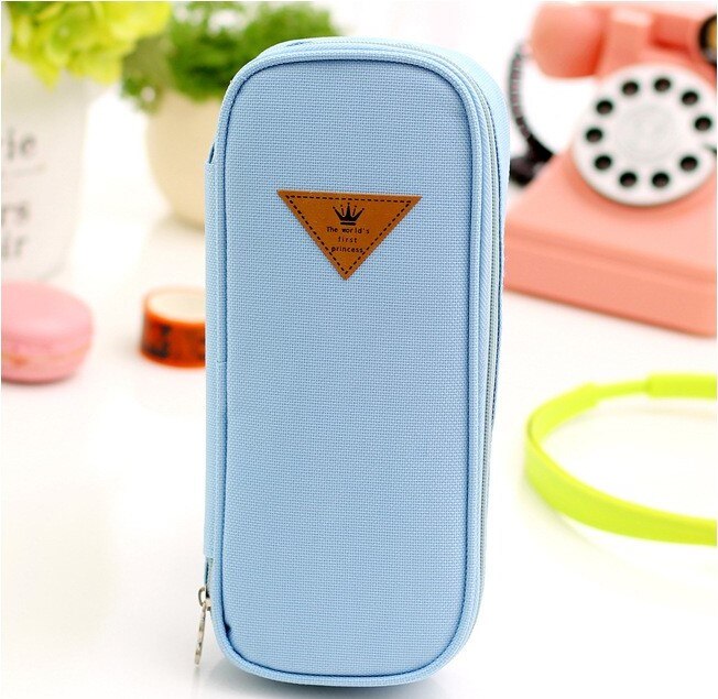 Estilo coreano Color caramelo breve lápiz caso multifunción papelería bolsa organizadora para almacenamiento Fuente de la escuela Escolar Papelaria: Azul cielo