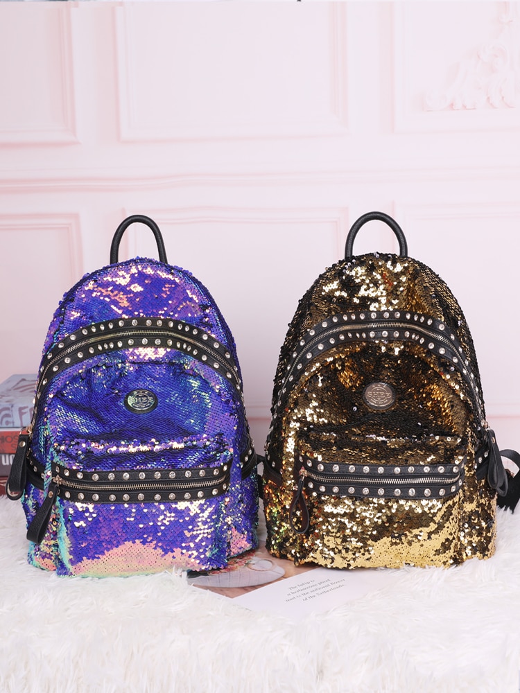 SHEE Set auger Glänzende Pailletten Rucksack Frauen rucksack schule für mädchen Reise Große Kapazität Taschen Partei Taschen Glitter Rucksack