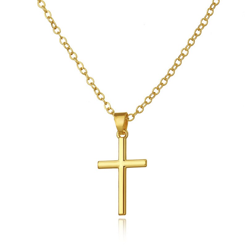 Instagram cold wind personality hip hop multi-layer pendant male and female lovers single layer cross necklace sweater chain: Gold