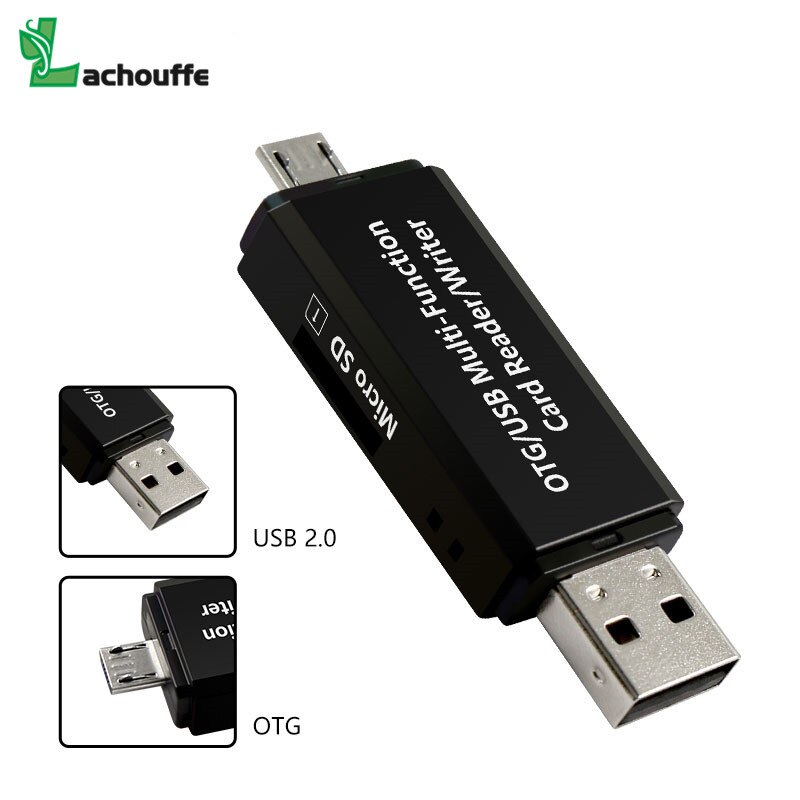 Micro usb otg 2 in 1 usb 2.0 adapteri sd-kortinlukija android-puhelimelle tabletti pc muistikorttien lukulaite