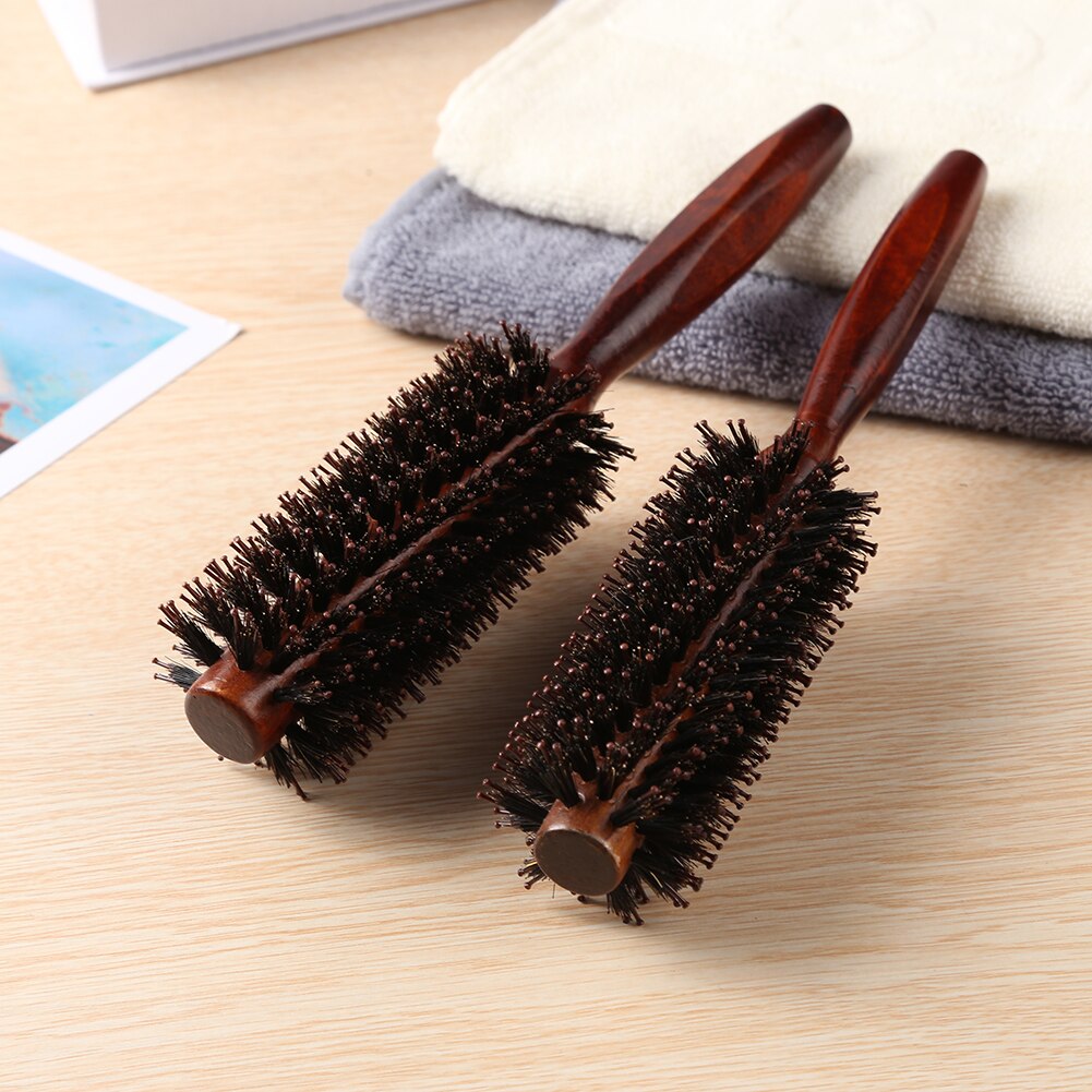 4 Sizes Anti Hair Round Brush Static Wood Boar Bristle Hairdresser Styling Tools Teasing Brush For Hair Curly Comb Hair Brush