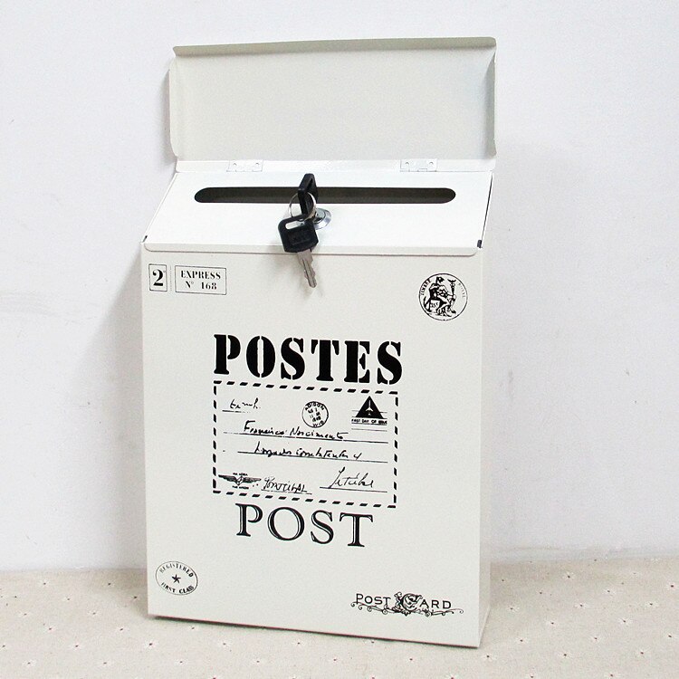 Udendørs vintage metal jern postkasse vandtæt postkasse låsbar kasse hjem altan haven dekorative håndværk postkasse