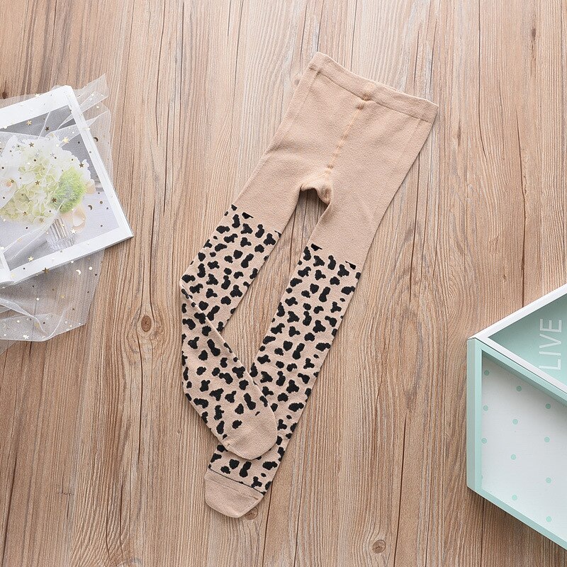Pantimedias de leopardo para niñas y bebés de de: Khaki / L