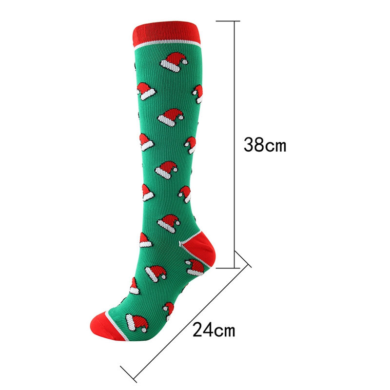 Christmas Pattern Sport Compression Socks Nursing Stockings Sports Running Nylon Socks Festival Gift1.