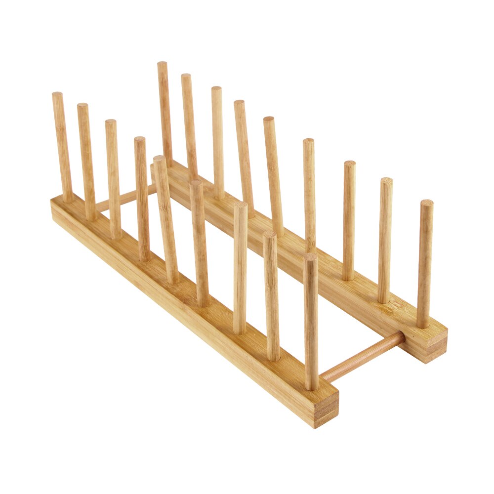 Égouttoir à vaisselle en bois massif bambou | De étagères polyvalentes, égouttoir, Pot de cuisine, porte-couvercle: D