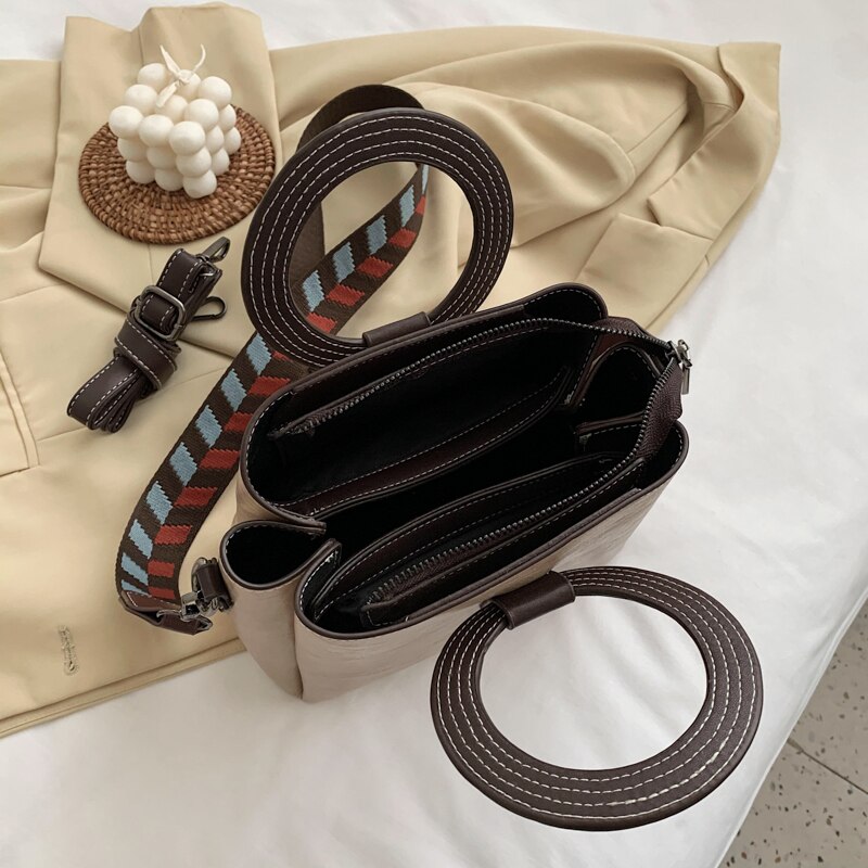 Mode Dames Tassen Dames Handtassen Circulaire Hechtdraad Handvat Retro Vrouwen Schoudertassen