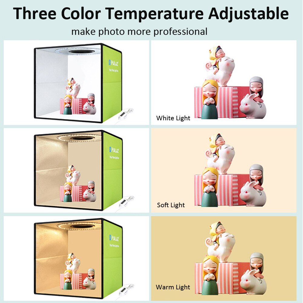 30x30CM Foldable Lightbox Photography Photo Studio Box LED Softbox 6 Backdrops Photo Background Kit for DSLR Camera Cell Phone