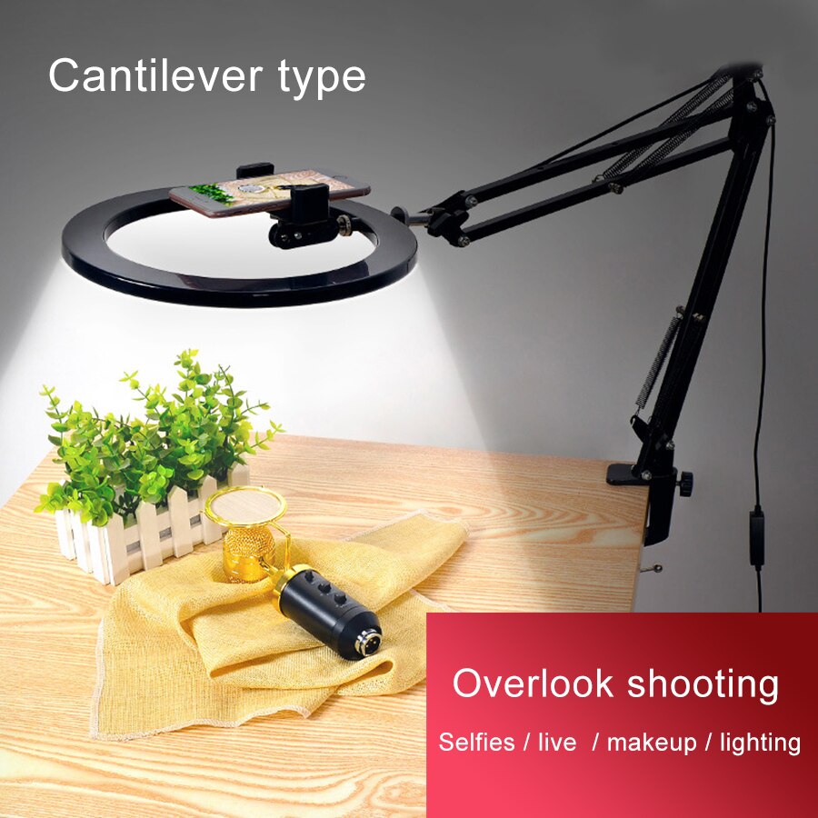 MAMEN Dimmerabile 10 pollici Selfie Led Anello di luce Video Fotografia In Studio di Illuminazione con il Desktop Da Tavolo Supporto Del Supporto Del Telefono Per Youtube Live