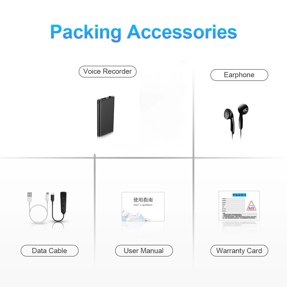 Ultra-Thin Mini Voice Recorder Espia 4-32GB Digtal Sound Activated Dictaphone HD Noise Reduce Recording MP3 Player