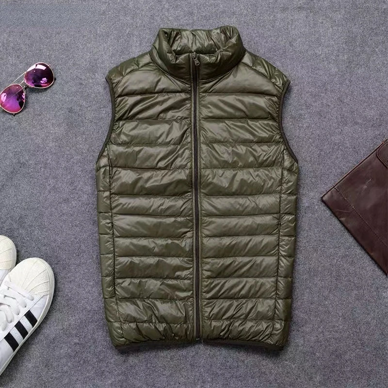Donsvest voor heren Winter, los eendendons Lichte veren Modejas Jas Warm heren los plus eenvoudig effen kleur jasjevest