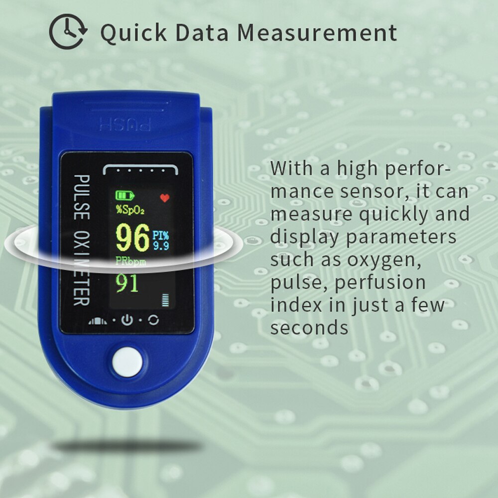 Oximetro Finger Oximeter Pulse Rate Perfusion Index SPO2 Blood-oxygen Data Measurement OLED Display + Digital Thermometer