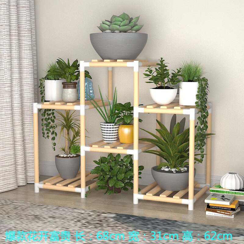 Louis Plant Selves Solid Wood Simple Assembly Indoor Living Room Multi-storey Solid Wood Balcony Modern