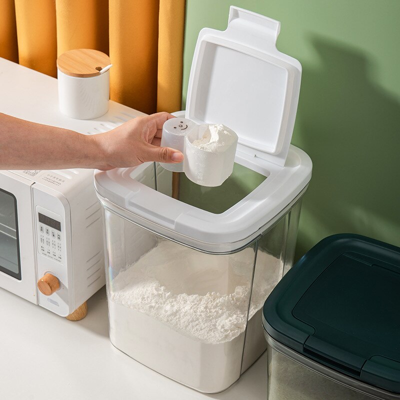 Plastic Clear Dry Food Storage Container Large Capacity Moisture-proof Rice Flour Storage Box Sealed Bucket Kitchen Organizer