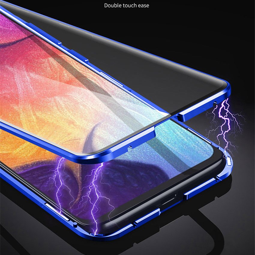 Magnetic case on the For samsung Galaxy A50 a70 a30 a20 a 30 50 70 Double sided Glass a305F a205F a505F a705F Metal coque