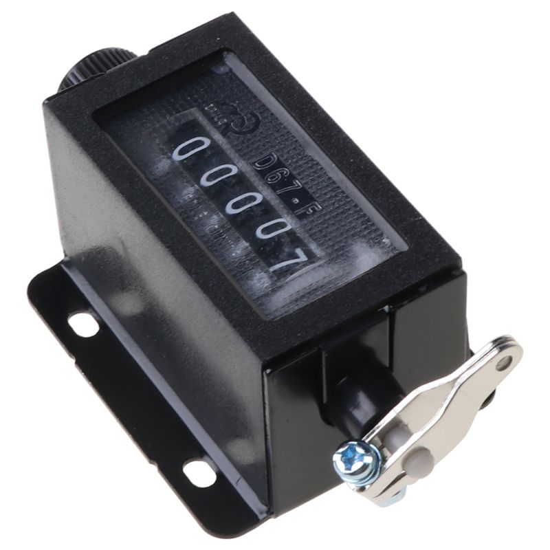 Mechanical Counter, 5 Digit D67-F 0-99999 Rotary Knob Resettable Black With Spring Manual Hand Pull Stroke Arithmometer Pull Counter