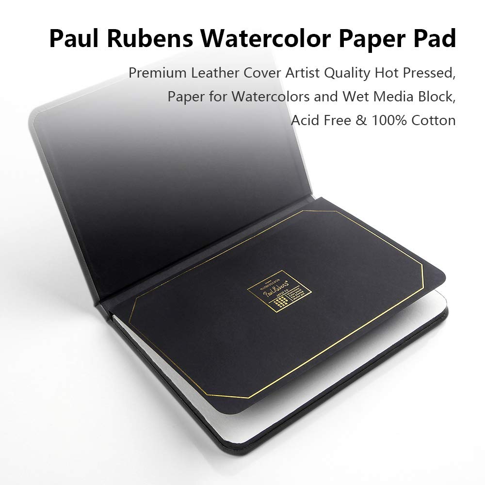 Paul Rubens Aquareldagboek, 2 stuks, 40 vellen, 100% katoen, zuurvrij, koudgeperst aquarelschetsboek, 13 x 18,5 cm, 300 g/m², voor aquarellen, gouache, acryl