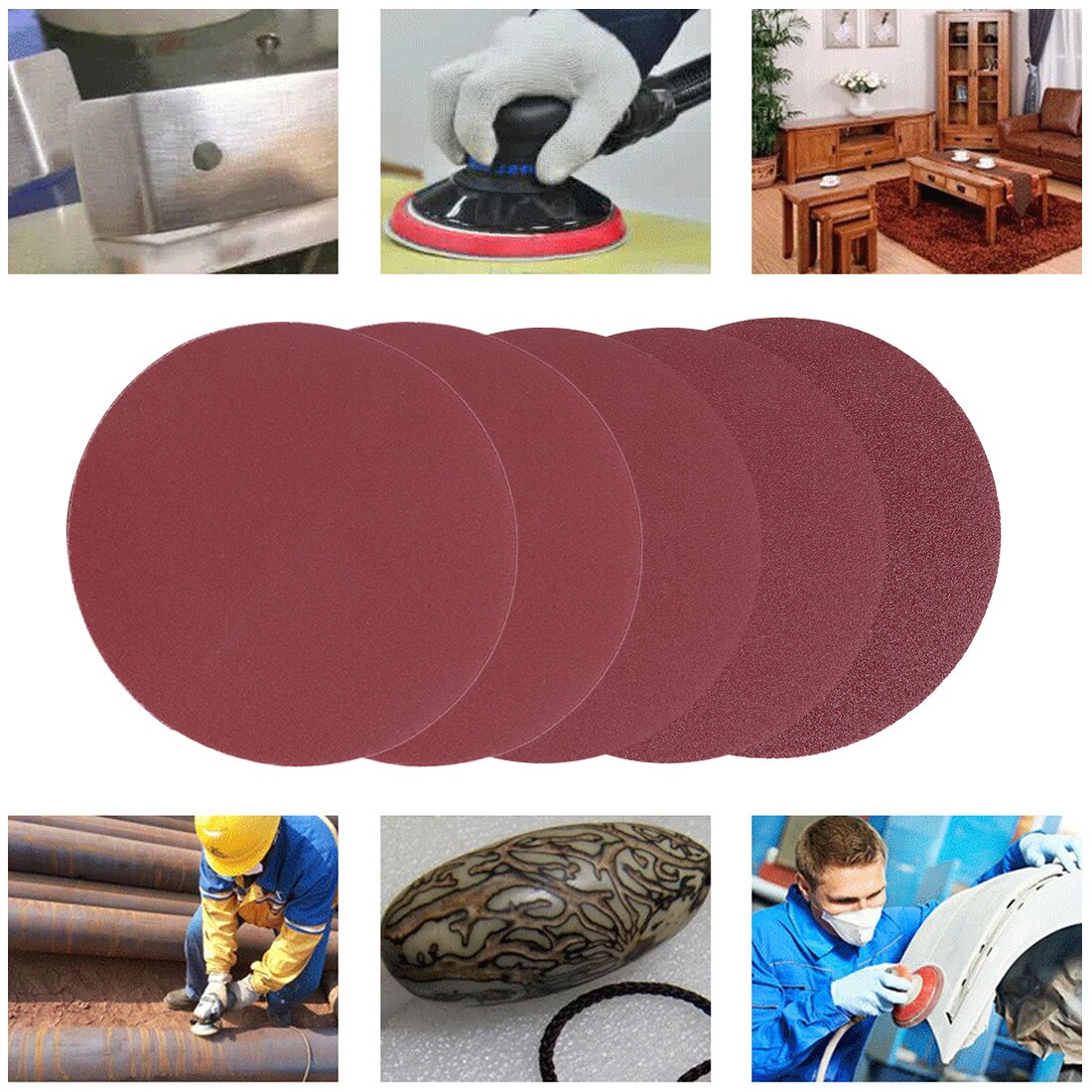 30pcs/set 5inch 125mm Round Sandpaper Disk Sand Sheets Grit 80/100/120/180/240/320 Hook and Loop Sanding Disc for Sander Grits