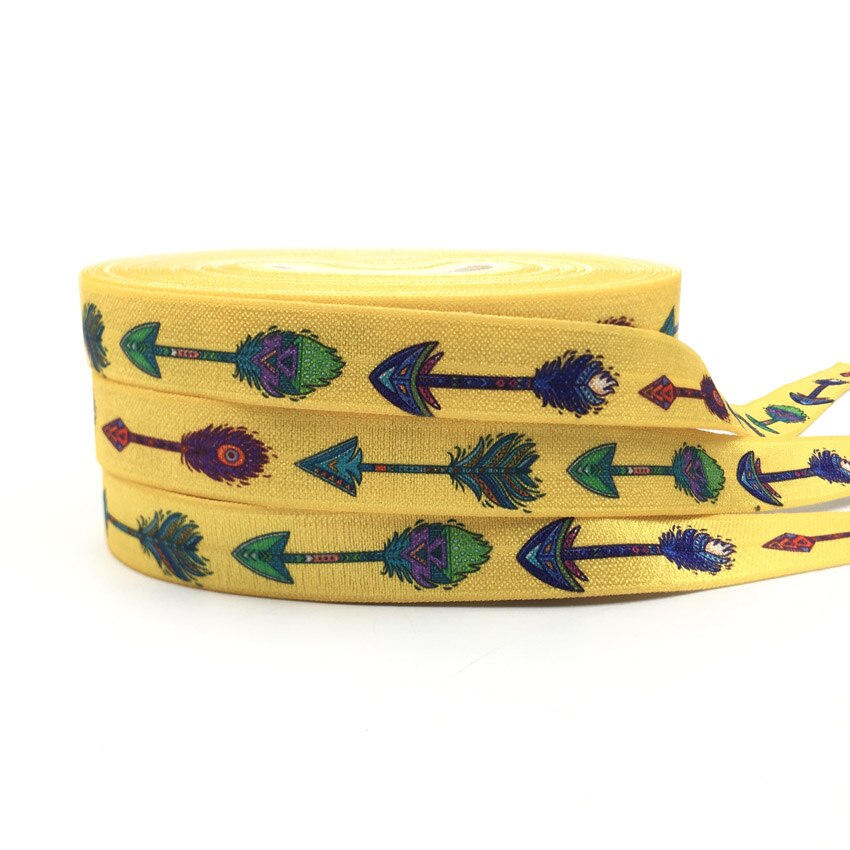 16mm Chevron Dot Arrow Car Paw Print Animal Fold over Elastic Band Sewing Tape Handmade Crafts Accessories DIY Baby Headband