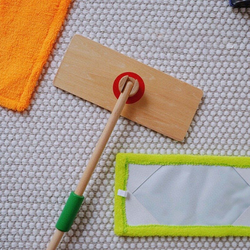 Kids Huishouden Tool Speelgoed Houten Pretend Play Schoonmaken Bezem Simulatie Mop Rag Set Educatief Speelgoed Voor Kinderen