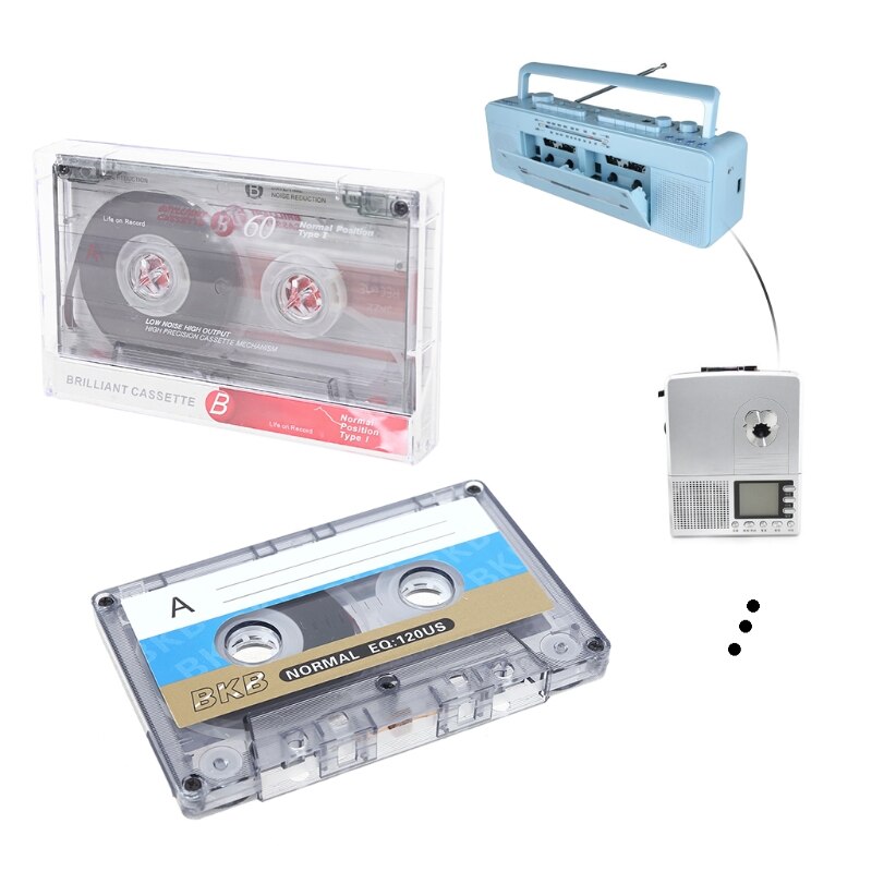 Reproductor de cinta en blanco de Cassette estándar, cinta magnética vacía de 60 minutos, 2 uds.