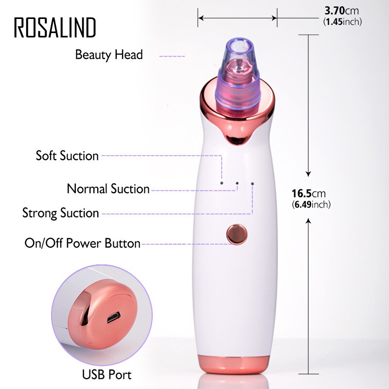 ROSALIND Blackhead Remover Vacuum Cleaner With USB Charging Black Dot Facial Pore Cleaner Pimple Skin Spot Remover Care Tools