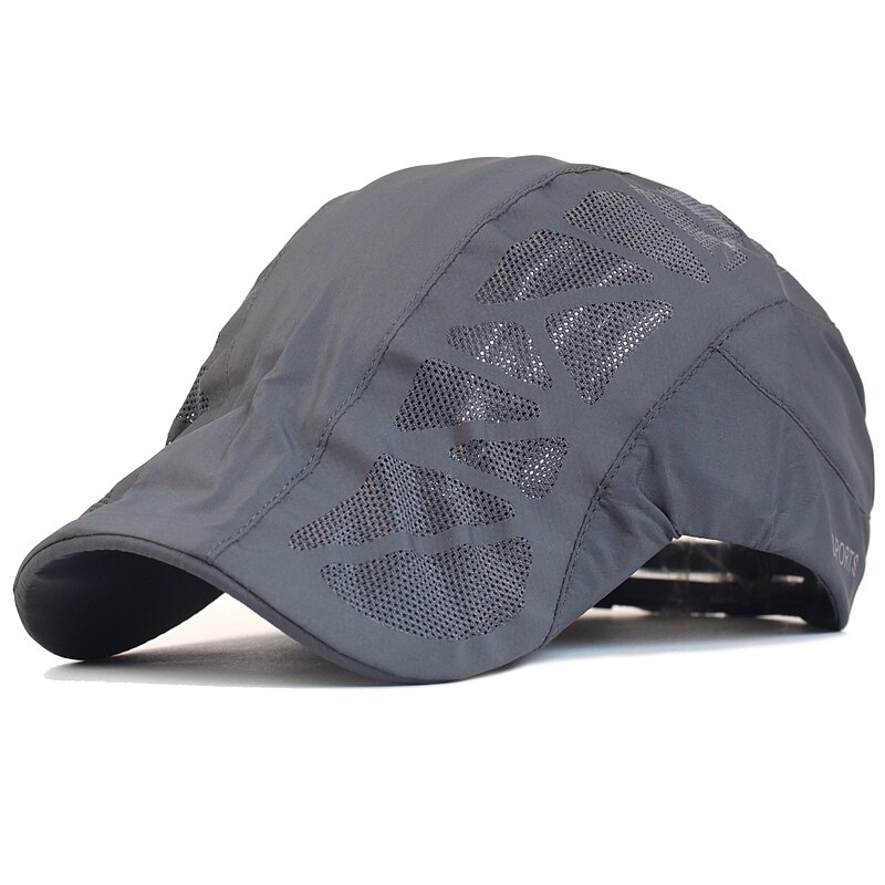 HIQIU Uniseks pet met klep, ademend mesh, platte pet, zomer, Gatsby, Newsboy, baret, pet voor heren, zomer, sportmuts, instelbaar, 55-60 cm, blauw, M-L