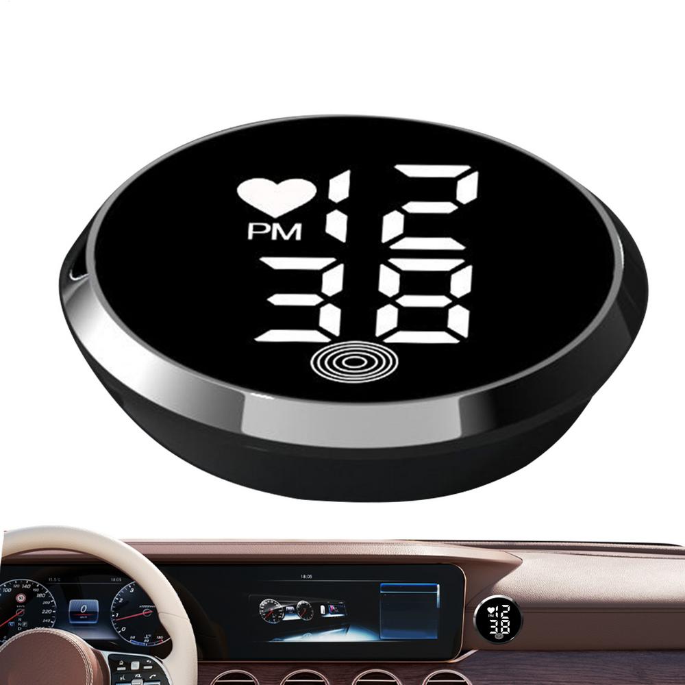 Plak op klok voor autodashboard motor zelfklevende digitale klokken plak op kleine LED-tijdweergave horloge voor fietsontluchter vrachtwagen: WIT