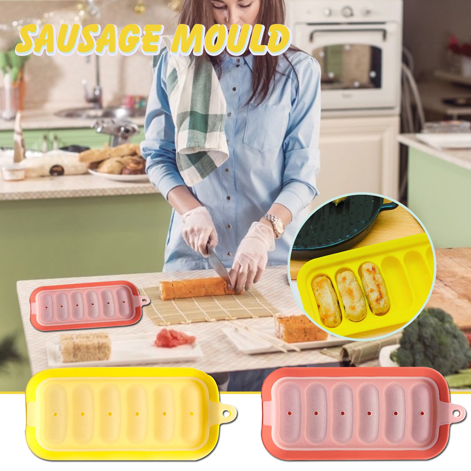 Utensilios de cocina Diy, molde para salchichas, jamón, salchicha, 6 con caja de perrito , accesorios de cocina prácticos y prácticos