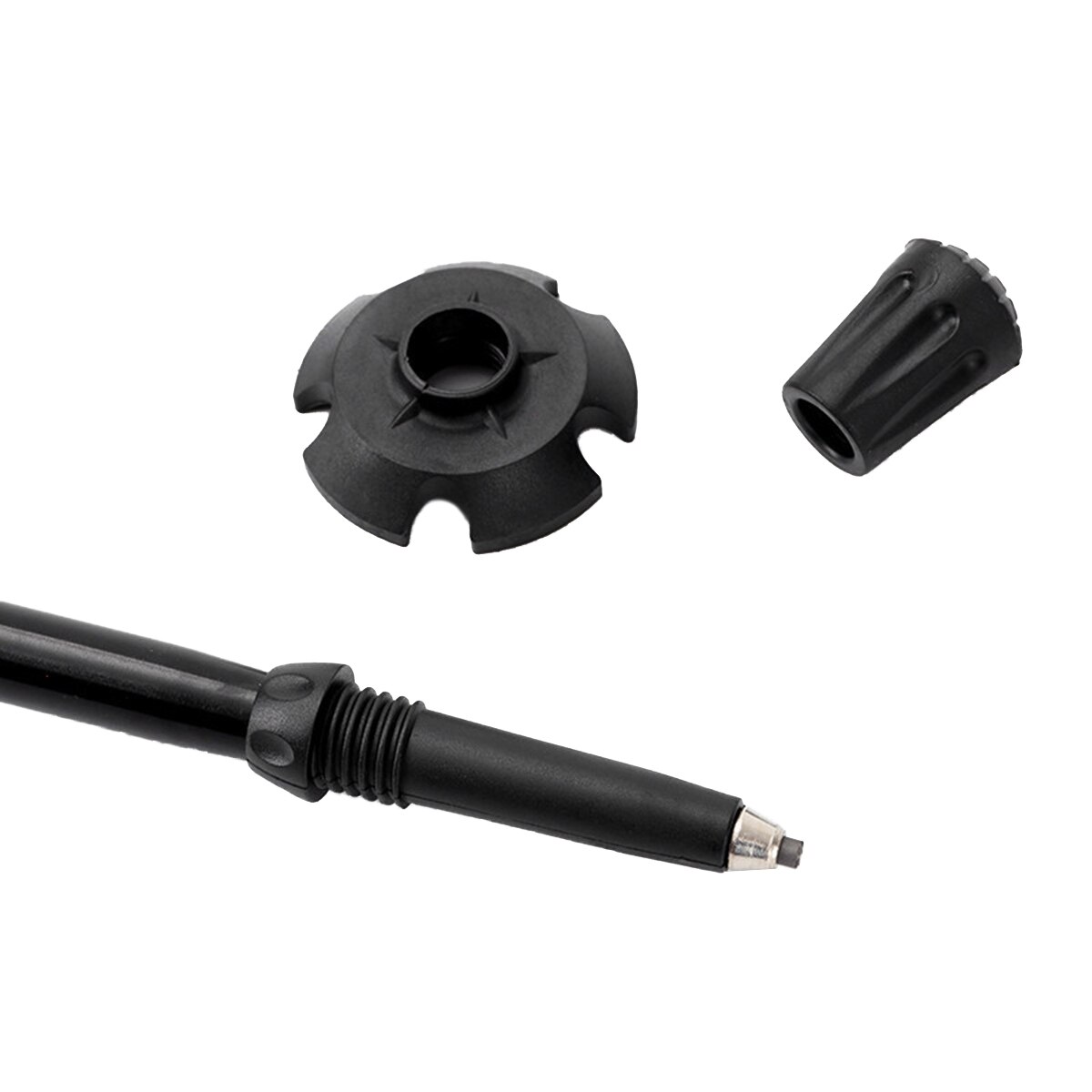 Alpenstock, Portable Adjustable Aluminium Alloy Walking Stick Trekking Pole for Mountaineering, Black