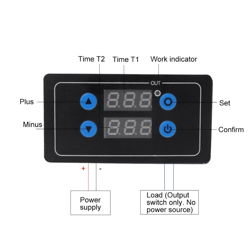0.1s-999h nedtellingstimer programmerbar syklusstyringsmodul tid dalay relé dobbelt display timer relé 5v/12v/220v