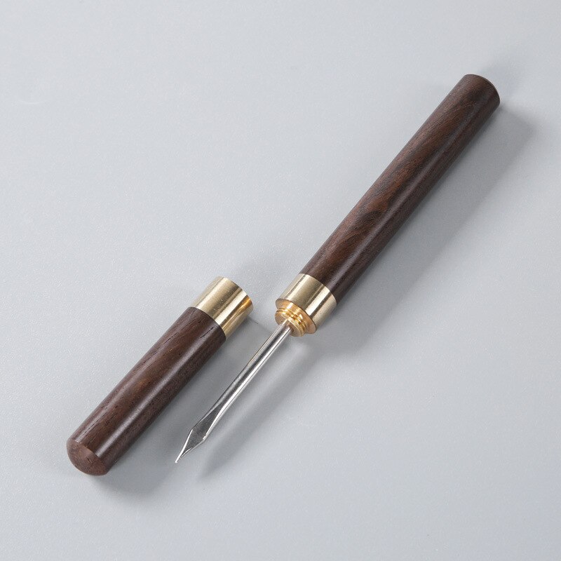 Professionelle Tee Nadel Ziegel Tee Brechen Nadel ebenholz Griff Griff Puer Puerh Neugierigen Werkzeug: Ebenholz Trompete 1Stck