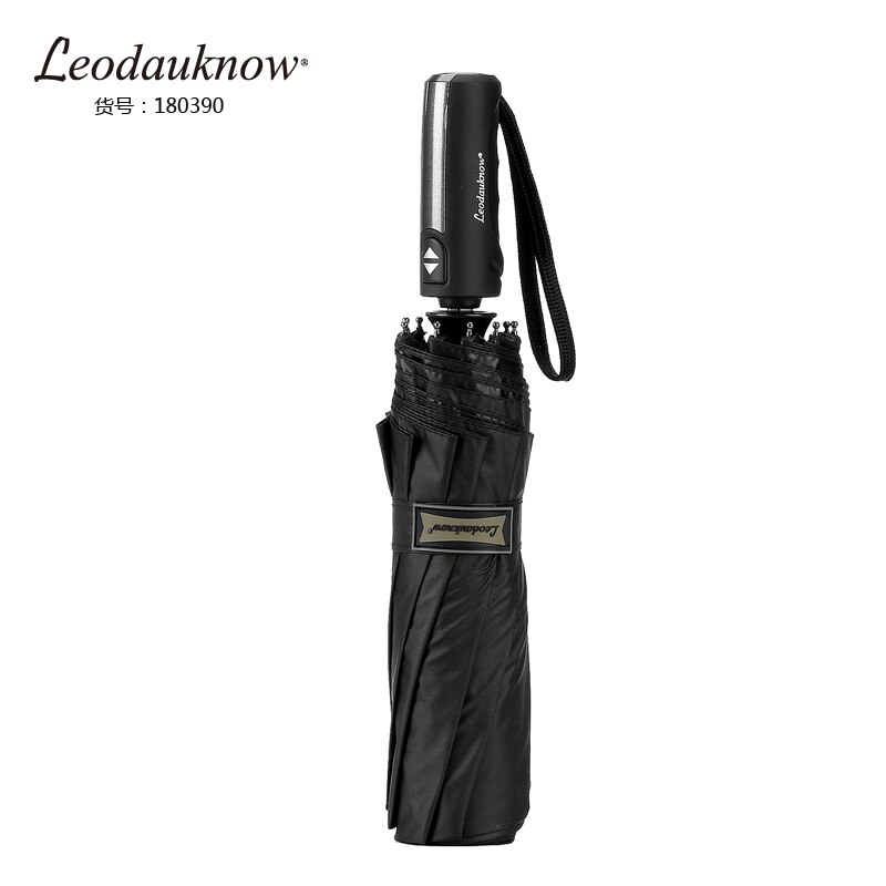 Leodauknow Premium Waterproof And Windproof Umbrella Car Umbrella Three Fold Umbrella Fully Automatic Men's and Women's Umbrella: black