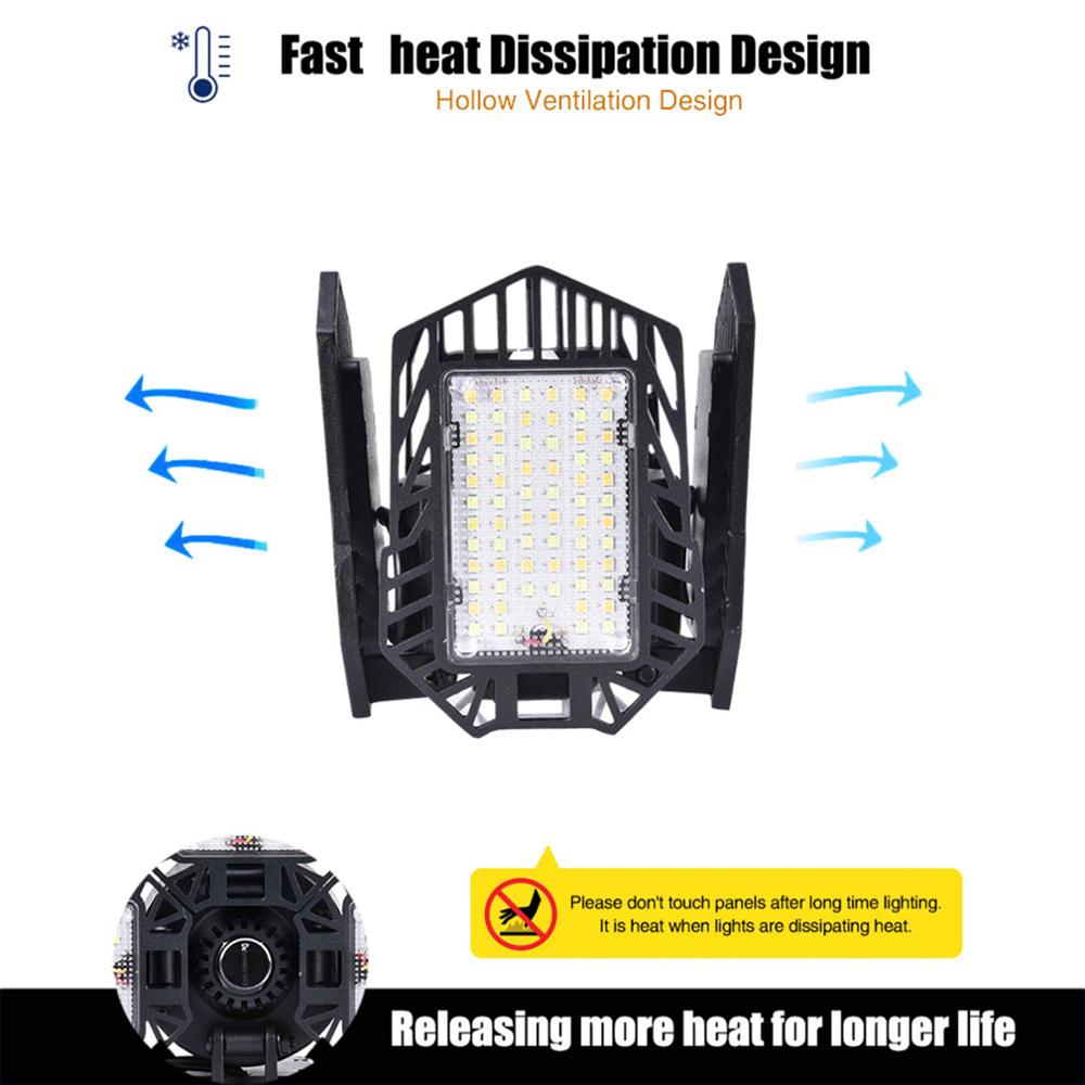 100W Garage Light Remote Control Bluetooth APP Control 3000K-6500K 10000LM Four Leaf Dimmable Adjustable Smart Folding Light