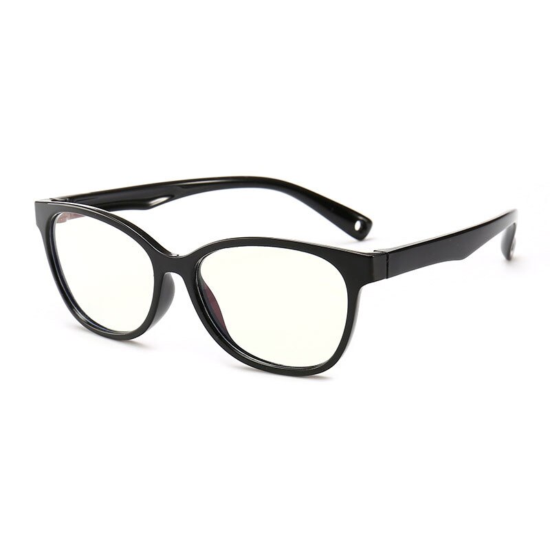 Ramme til optiske briller til børn drengepiger nærsynethed brillerammer med 0 graders linser glatte punkter børn unisex  f8142: Sort