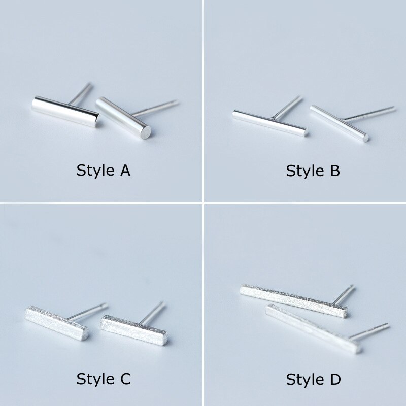 MloveAcc 925 Sterling Silver Square Bar Earrings Minimalist Style Rectangle Geometric Stud Earrings for Women Jewelry