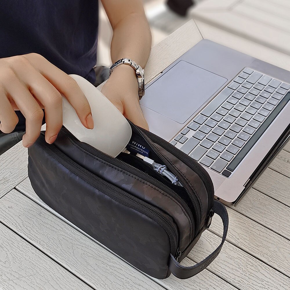 WIWU Electronic Organizer Bag Power Bank Pouch 2 strati borsa di immagazzinaggio di grande capacità custodia per caricabatterie con cavo USB borse da viaggio