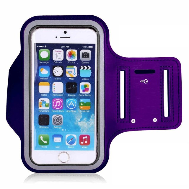 Waterproof Cell Phone Jogging Sports Armband Case Cover for iPhone 5/5s for Running Walking Hiking: Purple