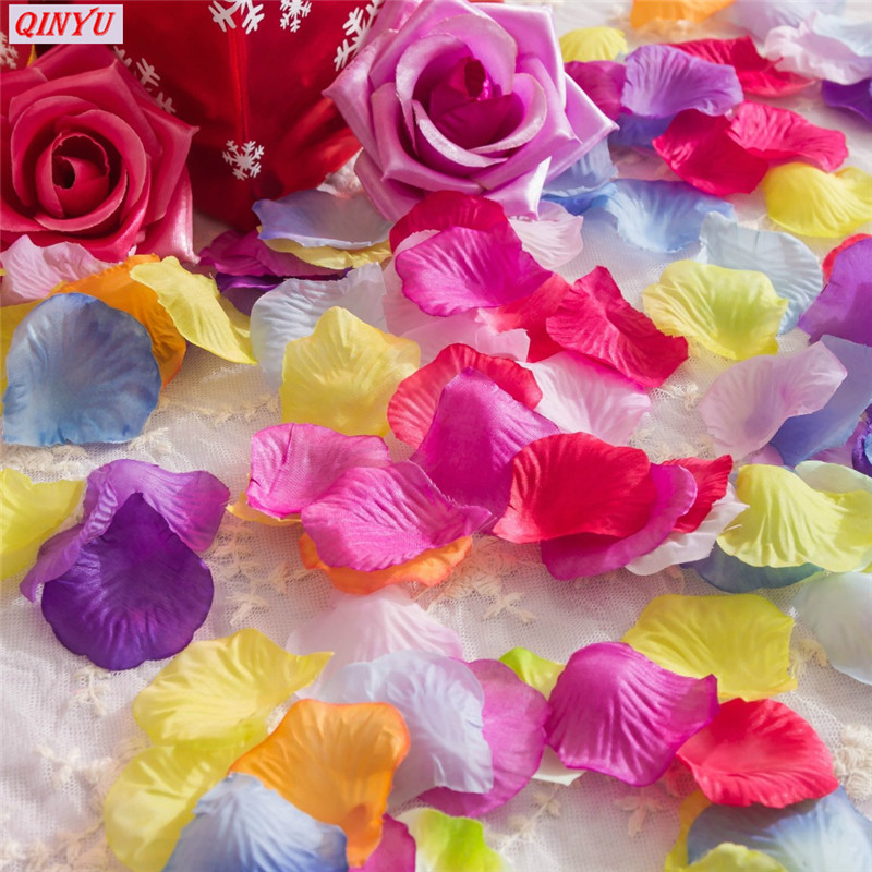 1000pcs Artificial False Petals Silk Fabric Rose Petals Wedding Decorative Party Romantic Flower Girl Throw Petal 5z