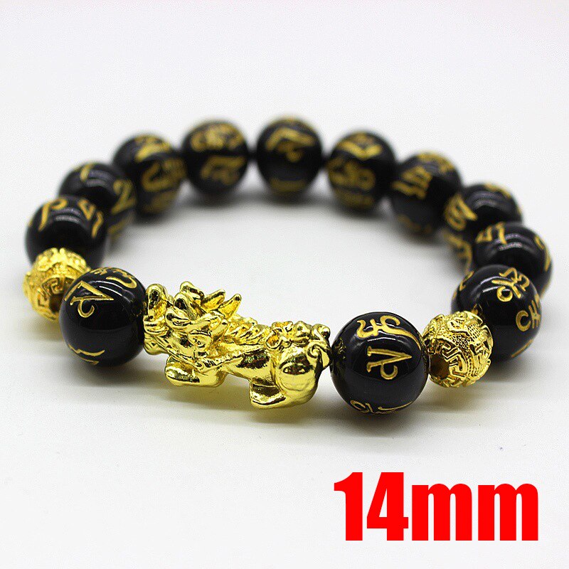 1Pc Feng Shui Schwarz Obsidian Armbinde Gold Schwarz Pixiu Armbinde Reichtum Glück Drachen Glas Schmuck unisex Amulett Armbinde