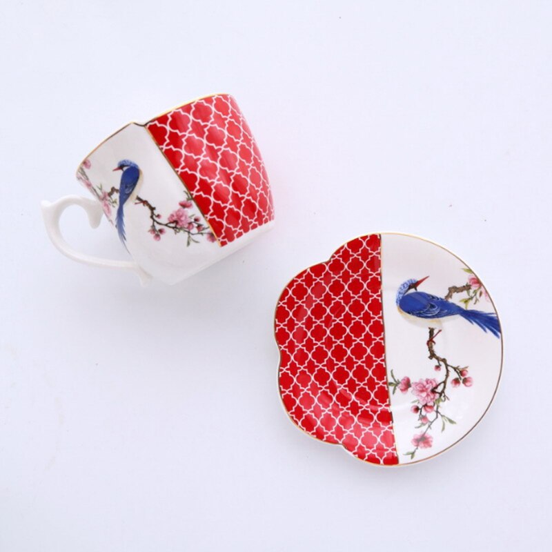 Style Luxury Coffee Cup And Saucer Set With Gold Handel Ceramic Cappuccino Afternoon Tea Cup Tea Set With Spoon: 4