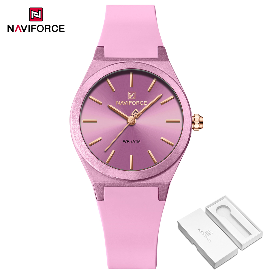 NAVIFORCE 2025 Vrouwen Mode Horloges Quartz Horloge Sport Siliconen Band Dames Horloges Eenvoudige Klok relogios feminino: orange